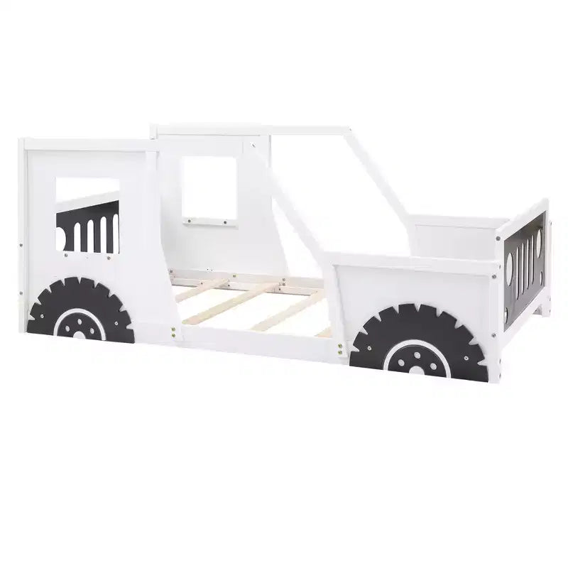 Lit plateforme Whisen en forme de voiture classique avec roues