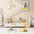 Lit plateforme double/grand, cadre de lit de jeu en bois en forme de maison avec tête de lit, pied de lit et design de toit - ModernLuxe