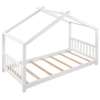 Lit plateforme double/grand, cadre de lit de jeu en bois en forme de maison avec tête de lit, pied de lit et design de toit - ModernLuxe