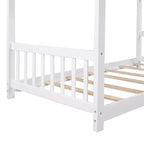Lit plateforme double/grand, cadre de lit de jeu en bois en forme de maison avec tête de lit, pied de lit et design de toit - ModernLuxe