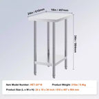 Table de préparation en acier inoxydable VEVOR, 61 x 46 x 86 cm, capacité de charge de 290 kg, table de travail métallique robuste avec 3 niveaux de hauteur réglables