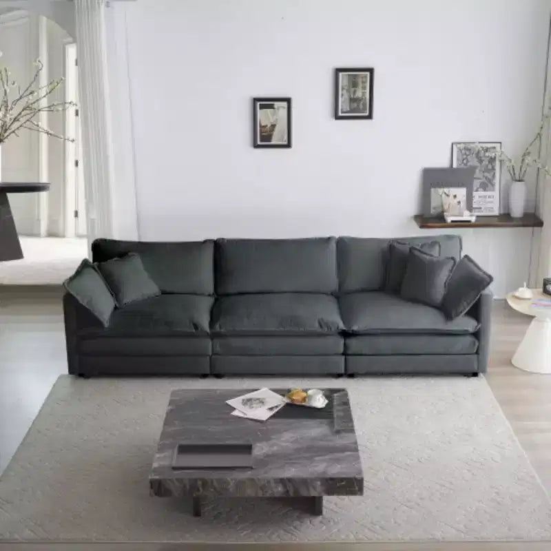 Améliorez votre espace : Canapé 3 places moderne du milieu du siècle - 5 oreillers pour un confort maximal