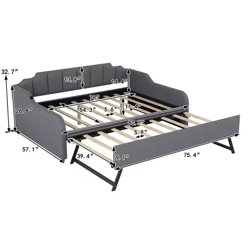 Lit de repos Whisen Upholstery avec lit gigogne relevable et port de charge USB