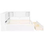 Lit de jour double en bois Whisen avec étagères de rangement, USB, LED et lit gigogne
