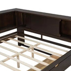 Lit de jour double en bois Whisen avec étagères de rangement, USB, LED et lit gigogne