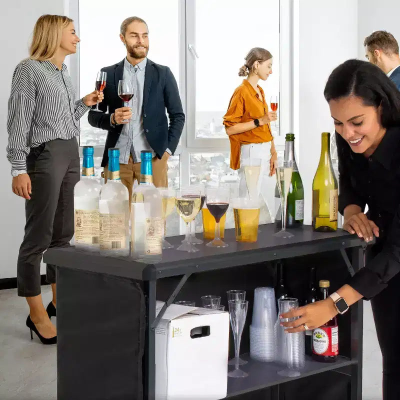 Table de bar portable GoBar pour événements - Station de bar mobile pop-up avec étui de transport