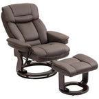 Fauteuil inclinable pivotant HOMCOM avec pouf, fauteuil inclinable en cuir PU avec repose-pieds, pour salon, chambre, bureau