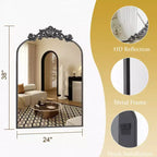 BEAUTYPEAK Miroirs de salle de bain à dessus arqué 24x36, Noir