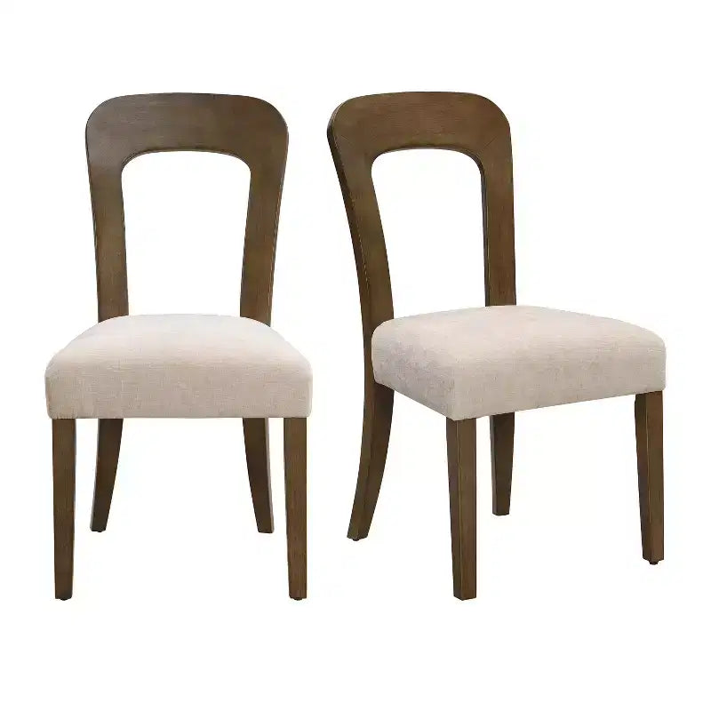 Lot de 2 élégantes chaises de salle à manger en bois avec assise rembourrée en chenille, cadre en bois d'hévéa massif - Christopher Knight Home