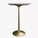 Table de salle à manger LeisureMod Verve 27 carrée hauteur bar - Plateau en résine moderne avec base piédestal en or brossé Table hauteur comptoir pour cuisine, maison et pub