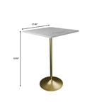 Table de salle à manger LeisureMod Verve 27 carrée hauteur bar - Plateau en résine moderne avec base piédestal en or brossé Table hauteur comptoir pour cuisine, maison et pub