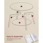 Table basse ronde, tables basses circulaires de 81 cm avec étagère de rangement à 2 niveaux, facile à assembler pour le salon