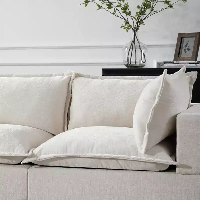 Canapé d'angle modulable Whisen avec pouf de rangement mobile, canapé en U 7 places