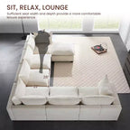 Canapé d'angle modulable Whisen avec pouf de rangement mobile, canapé en U 7 places