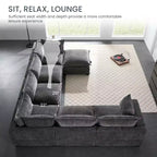 Canapé d'angle modulable Whisen avec pouf de rangement mobile, canapé en U 7 places