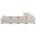 Canapé d'angle modulable Whisen avec pouf de rangement mobile, canapé en U 7 places