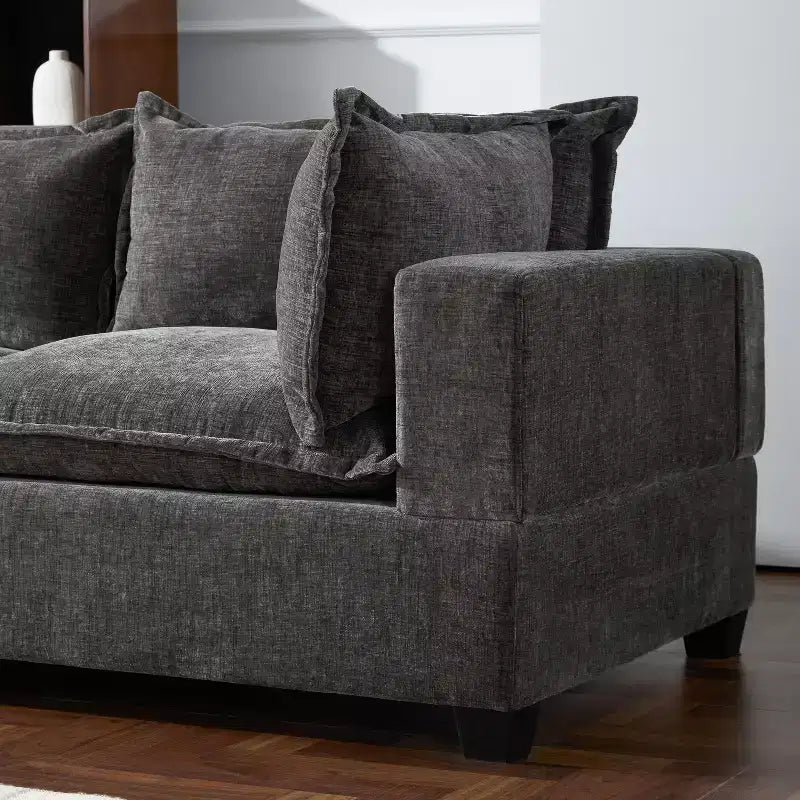 Canapé d'angle modulable Whisen avec pouf de rangement mobile, canapé en U 7 places