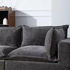 Canapé d'angle modulable Whisen avec pouf de rangement mobile, canapé en U 7 places