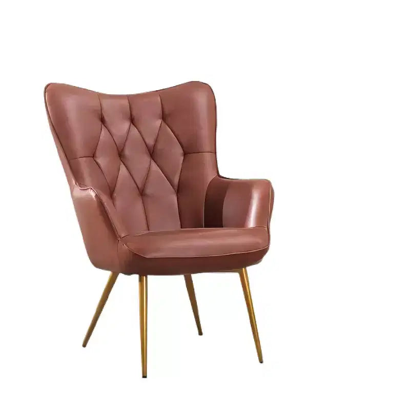 Fauteuil Bestier en cuir marron-rouge avec rembourrage moelleux, fauteuil d'appoint avec dossier à oreilles