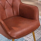 Fauteuil Bestier en cuir marron-rouge avec rembourrage moelleux, fauteuil d'appoint avec dossier à oreilles