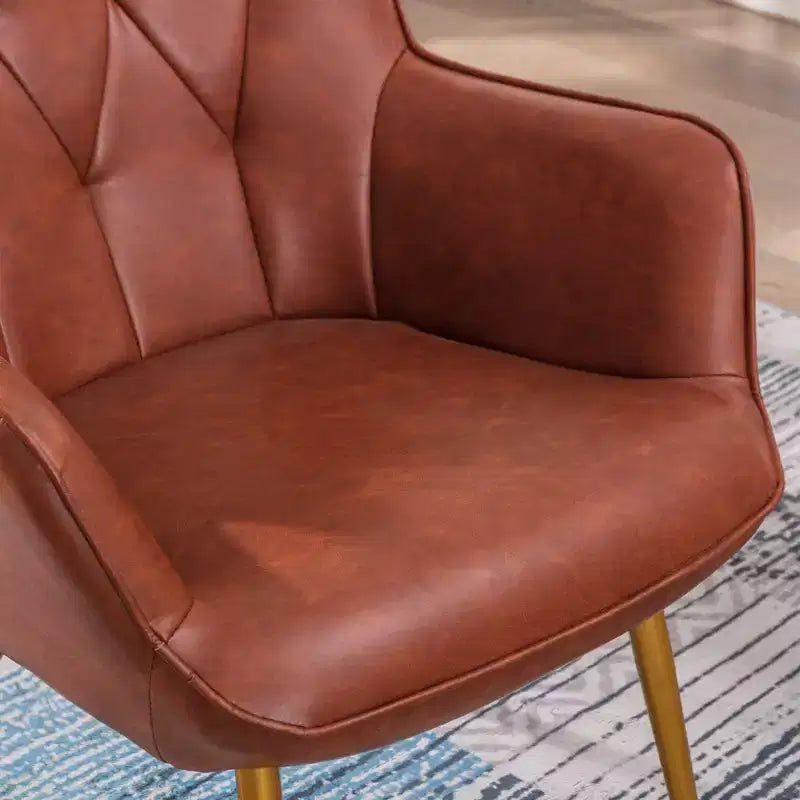 Fauteuil Bestier en cuir marron-rouge avec rembourrage moelleux, fauteuil d'appoint avec dossier à oreilles