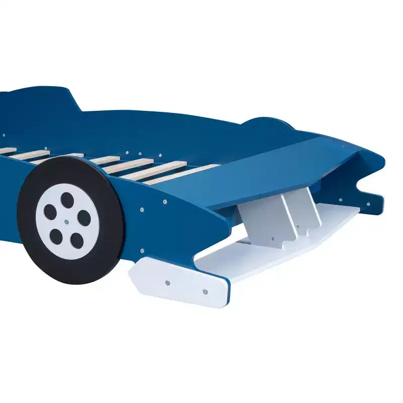 Lit plateforme Whisen Unique Design en forme de voiture de course, taille double, avec roues