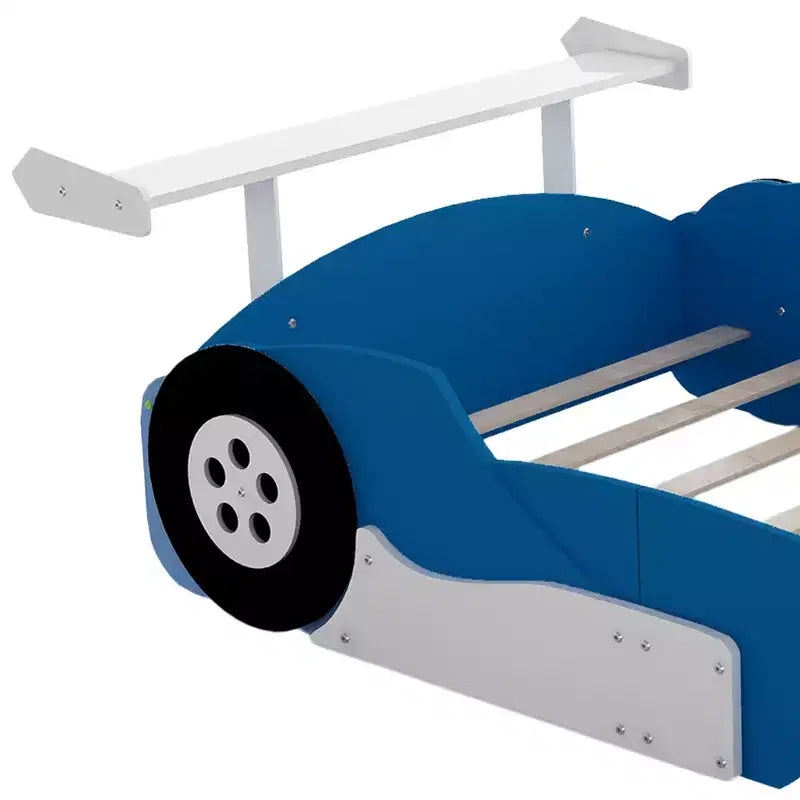 Lit plateforme Whisen Unique Design en forme de voiture de course, taille double, avec roues
