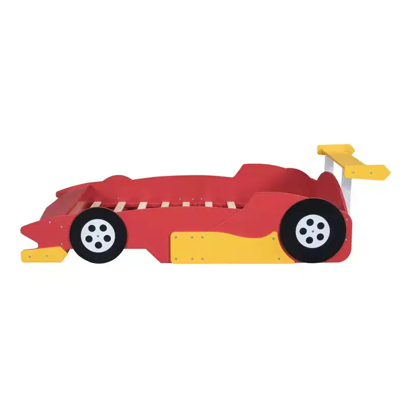 Lit plateforme Whisen Unique Design en forme de voiture de course, taille double, avec roues
