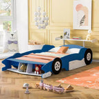 Lit plateforme Whisen Unique Design en forme de voiture de course, taille double, avec roues