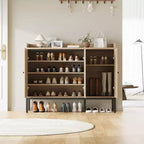 Meuble à chaussures avec 3 portes en rotin, organiseur de rangement à chaussures autoportant avec étagères réglables, armoire de rangement à chaussures à 7 niveaux pour entrée, salon