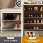 Meuble à chaussures avec 3 portes en rotin, organiseur de rangement à chaussures autoportant avec étagères réglables, armoire de rangement à chaussures à 7 niveaux pour entrée, salon