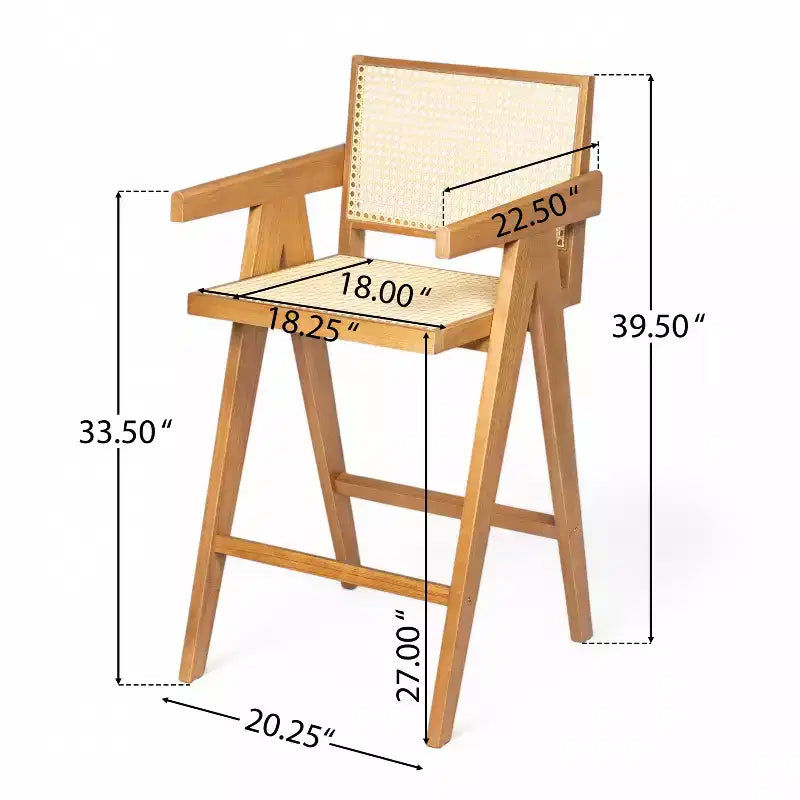 Tabourets de bar modernes et minimalistes Christopher Knight Home Kelly en bois d'hévéa avec cannage (Lot de 2)