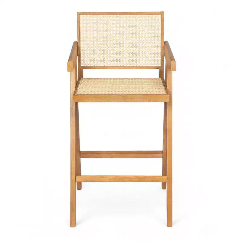 Tabourets de bar modernes et minimalistes Christopher Knight Home Kelly en bois d'hévéa avec cannage (Lot de 2)
