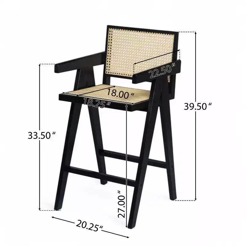 Tabourets de bar modernes et minimalistes Christopher Knight Home Kelly en bois d'hévéa avec cannage (Lot de 2)