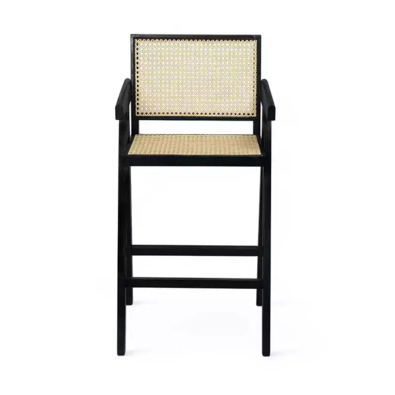 Tabourets de bar modernes et minimalistes Christopher Knight Home Kelly en bois d'hévéa avec cannage (Lot de 2)