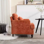Fauteuil d'appoint moderne, cadre en bois, design capitonné, chaise longue de style milieu de siècle.