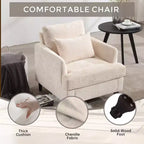 Fauteuil d'appoint moderne, cadre en bois, design capitonné, chaise longue de style milieu de siècle.
