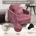 Fauteuil d'appoint moderne, cadre en bois, design capitonné, chaise longue de style milieu de siècle.