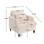 Fauteuil d'appoint moderne, cadre en bois, design capitonné, chaise longue de style milieu de siècle.