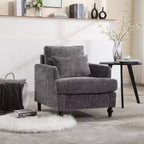 Fauteuil d'appoint moderne, cadre en bois, design capitonné, chaise longue de style milieu de siècle.