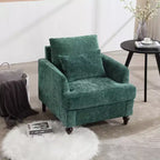 Fauteuil d'appoint moderne, cadre en bois, design capitonné, chaise longue de style milieu de siècle.