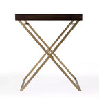 Table d'appoint rectangulaire HomeRoots 27 en bois massif doré et noyer
