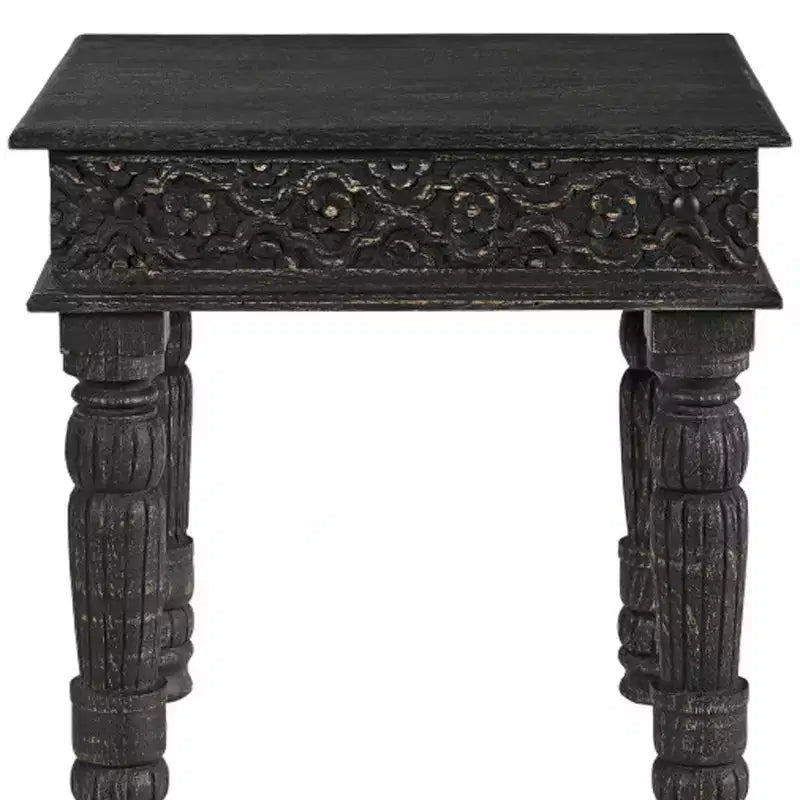 Table d'appoint HomeRoots 24 en bois massif noir vieilli