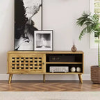 Meuble TV Heynemo avec rangement pour téléviseurs de 55 pouces, meuble TV en bois, meuble TV de style scandinave avec rangement, chambre à coucher, couleur bois naturel