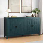 Buffet Heynemo, buffet de 152 cm de style moderne du milieu du siècle avec 4 portes et étagères réglables, buffet pour entrée, bleu turquoise