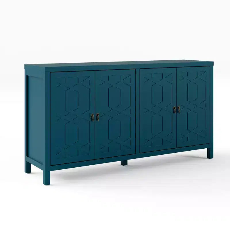 Buffet Heynemo, buffet de 152 cm de style moderne du milieu du siècle avec 4 portes et étagères réglables, buffet pour entrée, bleu turquoise