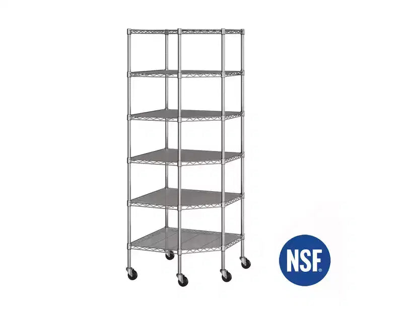 Étagère d'angle en acier Seville Classics UltraDurable à 6 niveaux certifiée NSF, 71,12 cm P x 71,12 cm L x 182,88 cm H