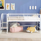 Lit mezzanine mi-hauteur Whisen 88,80''L 41,40''l 39,00''H avec escalier de rangement