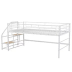 Lit mezzanine mi-hauteur Whisen 88,80''L 41,40''l 39,00''H avec escalier de rangement