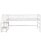 Lit mezzanine mi-hauteur Whisen 88,80''L 41,40''l 39,00''H avec escalier de rangement